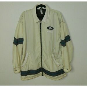 Vintage Killer Loop‎ Jacket XL Ivory Blue Corduroy Collar Lightweight Mesh Lined